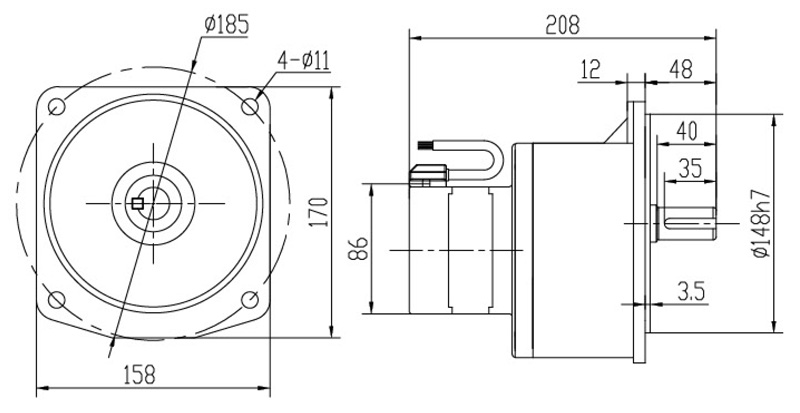 SV22-100W微型永磁減速電機(jī)圖紙