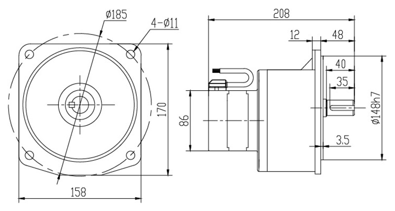SV22-200W微型永磁減速電機(jī)圖紙