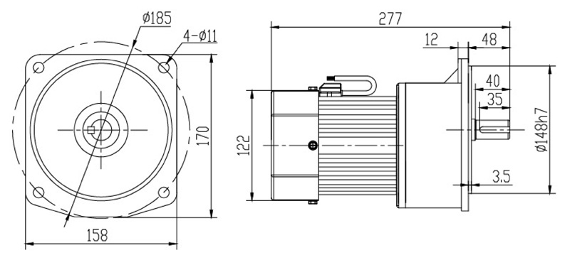 SV22-400W微型永磁減速電機(jī)圖紙
