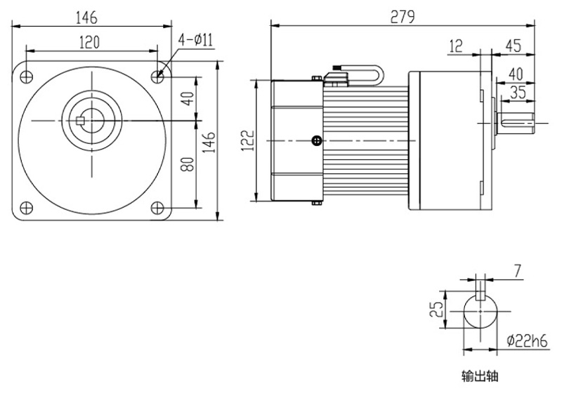 SV22-400W（B法蘭）微型永磁減速電機(jī)圖紙
