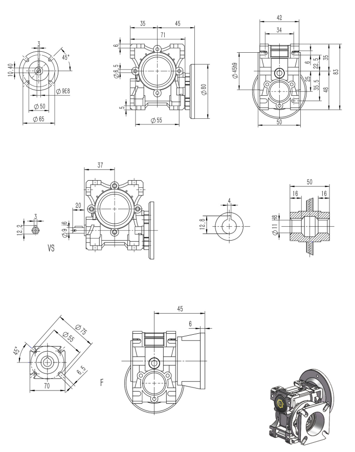 RV025蝸輪減速機(jī)蝸輪減速機(jī)圖紙